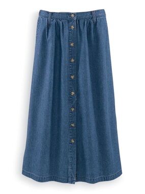 NWT Serengeti Denim Button-Front Skirt, Small